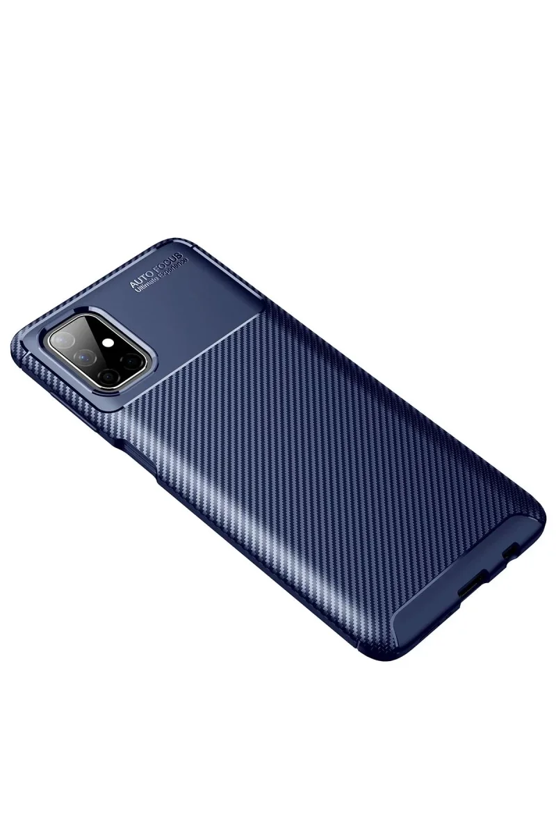 Samsung Galaxy M51 Kılıf Auto Focus Karbon Kapak - Lacivert görsel 2