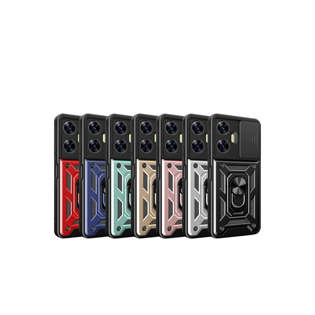 Realme C55 Kılıf Pars Lens Yüzüklü Silikon - Siyah görsel 2