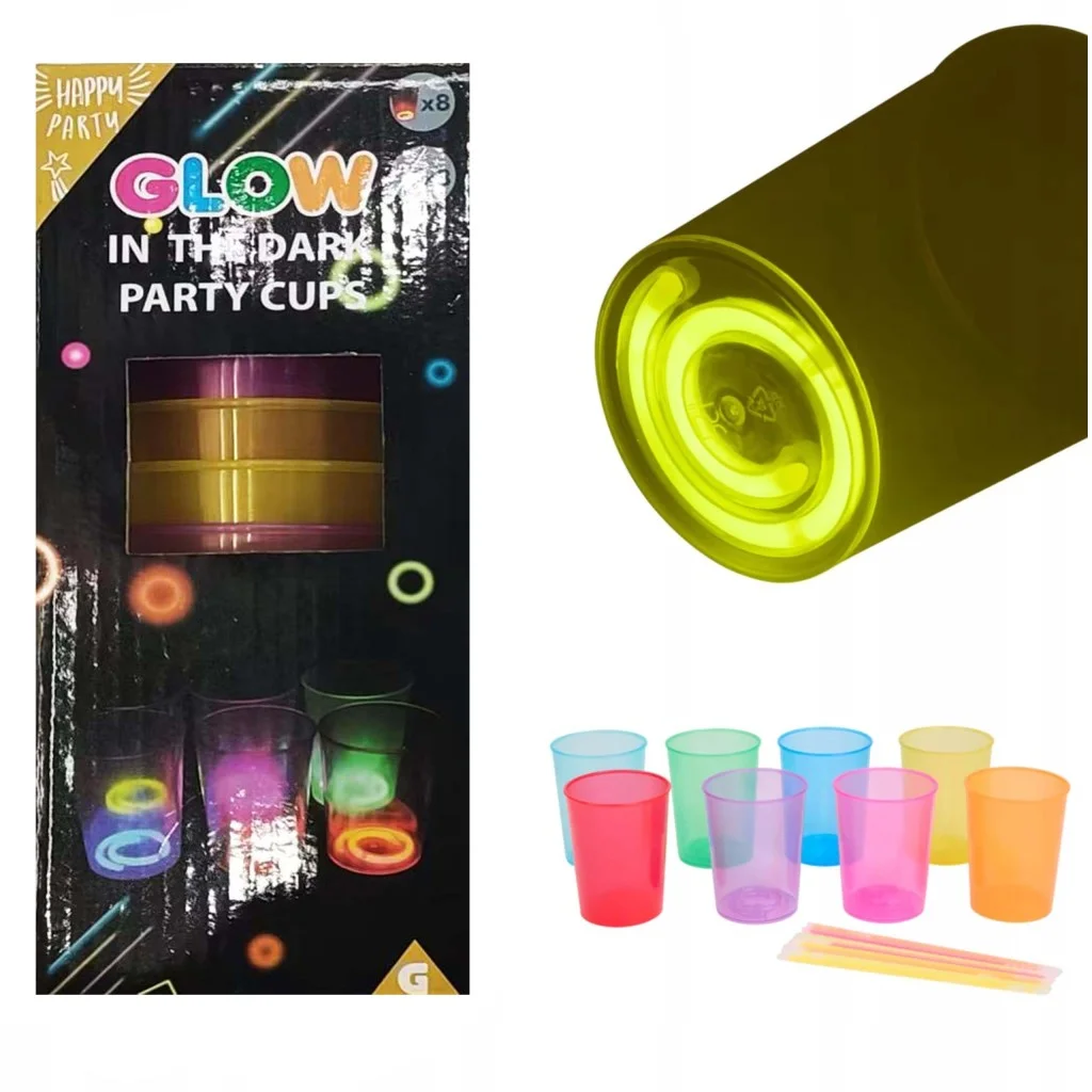 Karanlıkta Yanan Gece Işığı Mega Glow Bardaklar 8 Adet 8.5 x 10.5 cm görsel 2