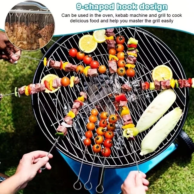 10 Adet Paslanmaz Çelik Mangal Şişi Seti – 20 Cm Metal Çöp Şiş Ve Izgara Şişleri görsel 8