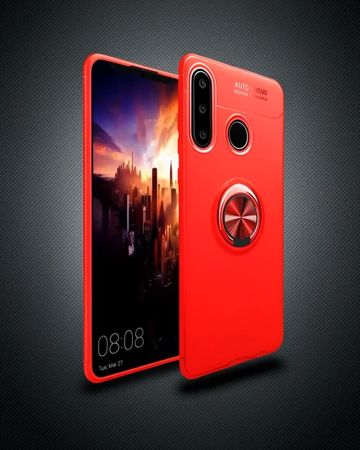 Huawei Y6p Kılıf Range Yüzüklü Silikon - Kırmızı