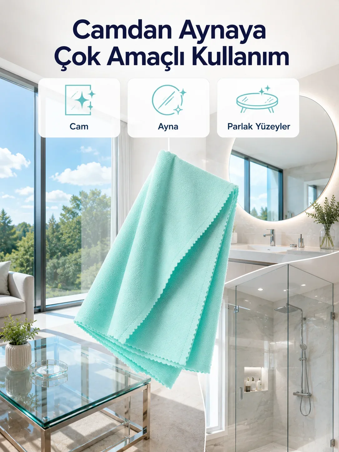 40x60 krofiber Cam Tezlik Bezi İz ve Tüy Bırakmayan Profesyonel Cam Silme Bezi