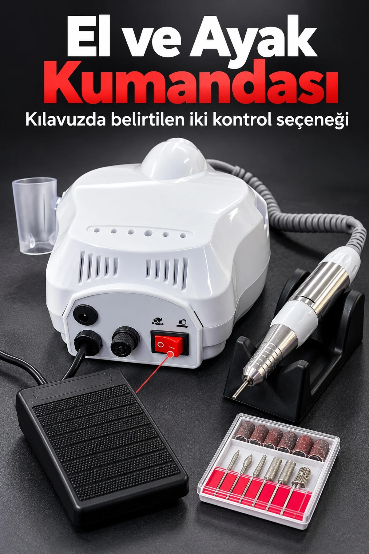 Tırnak Törpü Cihazı Metal Uçlar ve Zımpara Bantlarıyla görsel 4