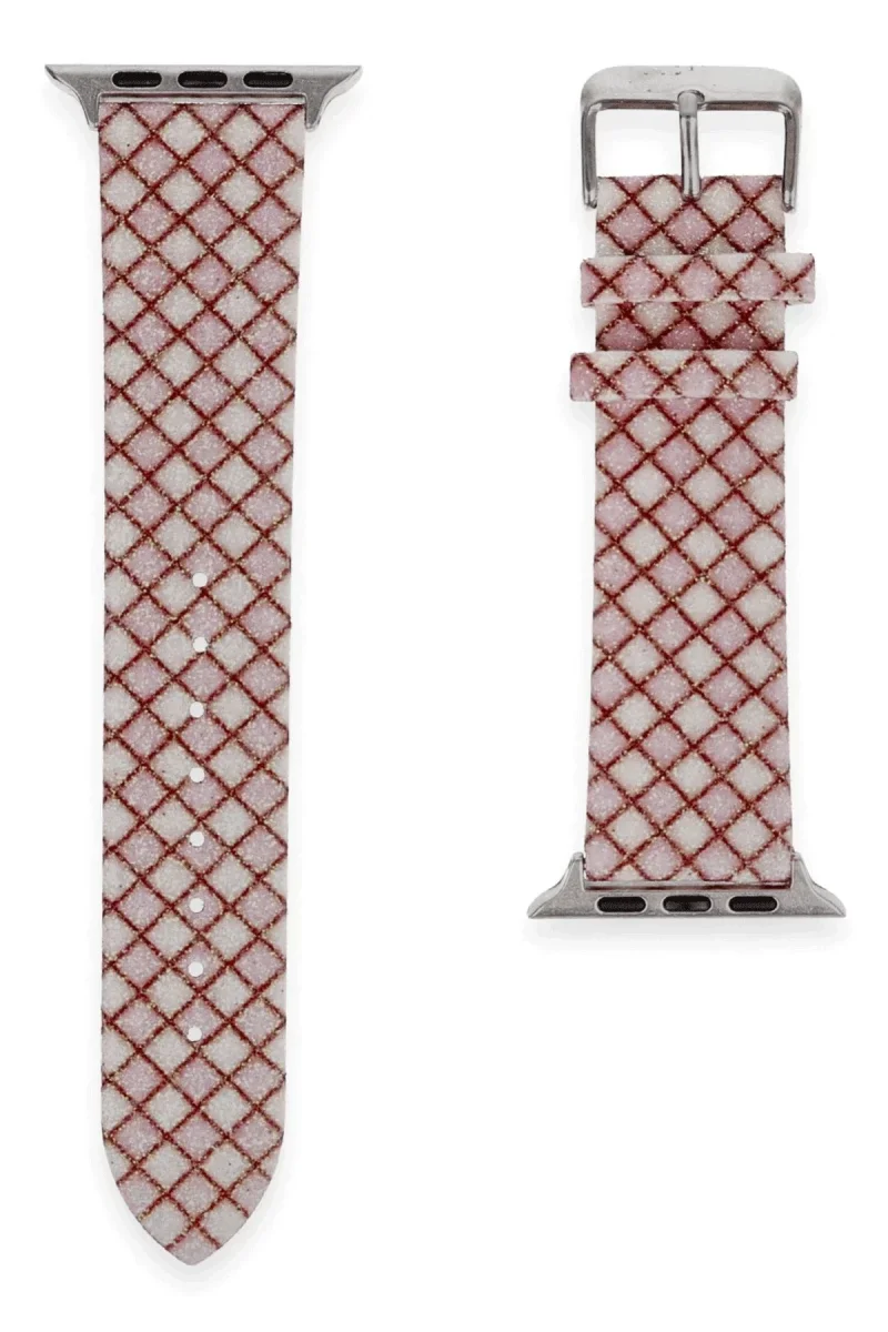 Apple Watch 42mm Karo Motif Kordon - Pembe