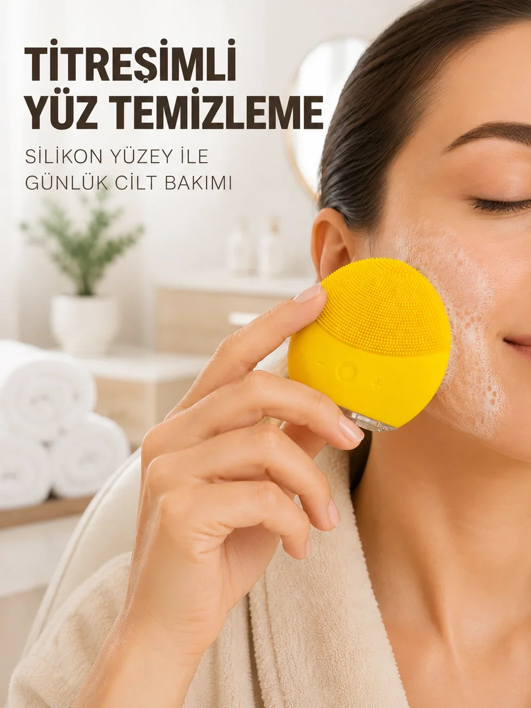 Şarjlı Silikon Yüz Tezleme ve Cilt Bakım Cihazı Titreşimli Masaj Fırçası