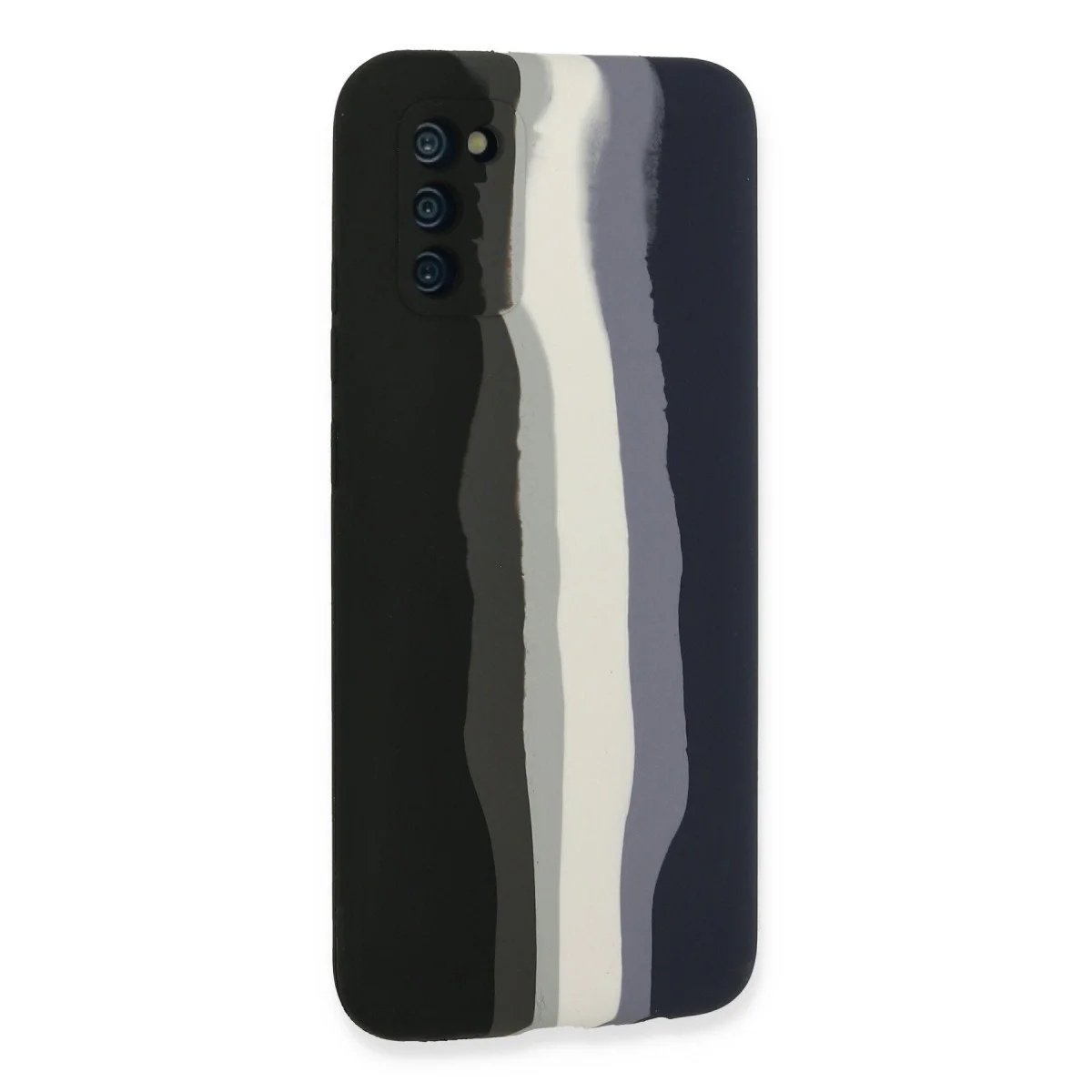 Samsung Galaxy A03s Kılıf Ebruli Lansman Silikon - Siyah-lacivert görsel 3