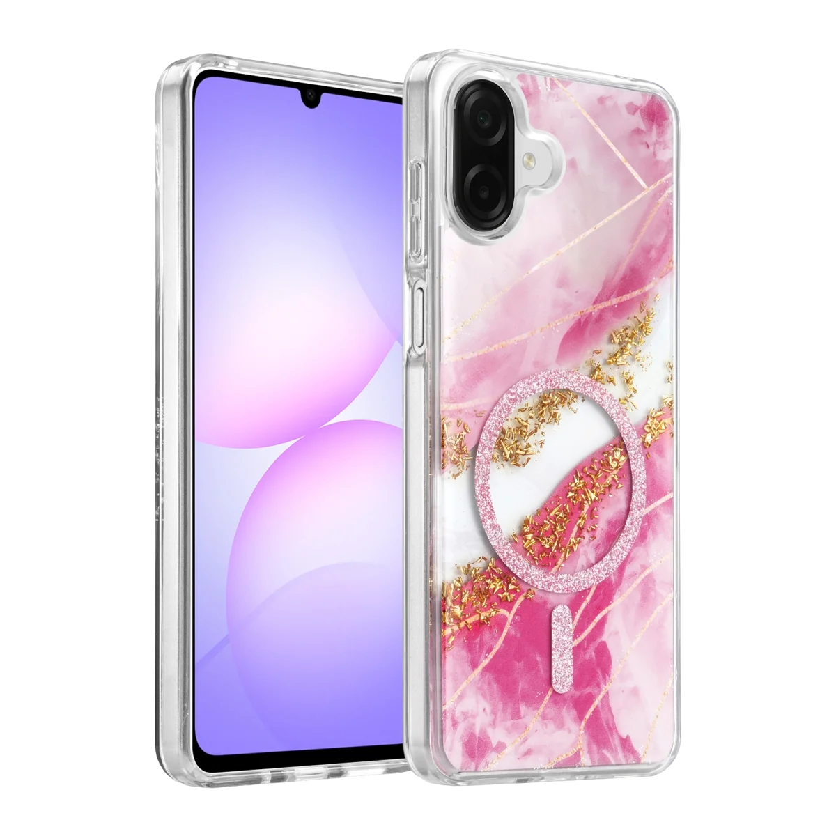 Onegif Samsung Galaxy A07 4g Lotus Simli Magsafe Kapak - Pembe