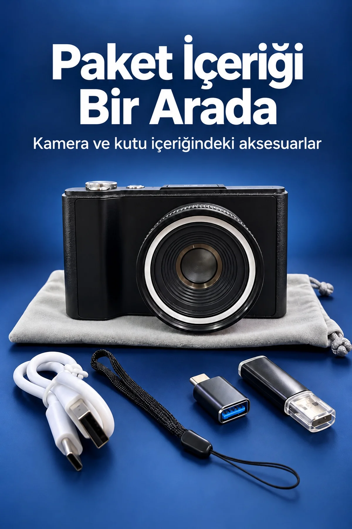 3 İnç Ekranlı Vlog Kamerası Type C Şarjlı Dijital Fotoğraf Makinesi