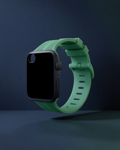 Apple Watch 38mm Kr408 Çizgili Silikon Kordon - Yeşil