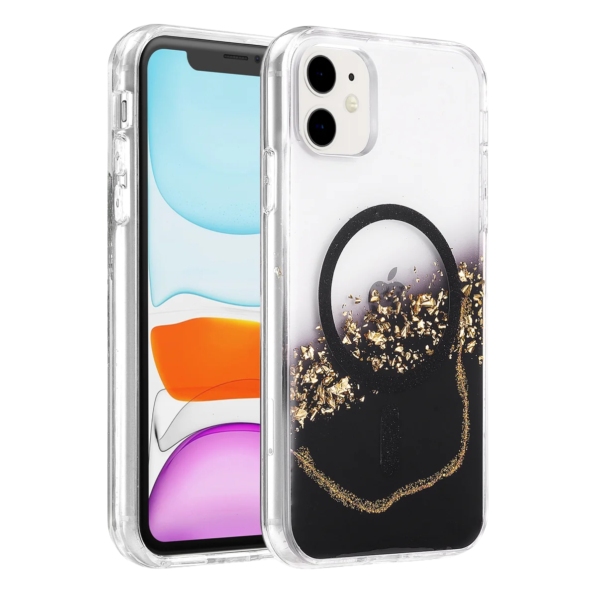 Onegif Apple iPhone 11 Lotus Simli Magsafe Kapak - Siyah