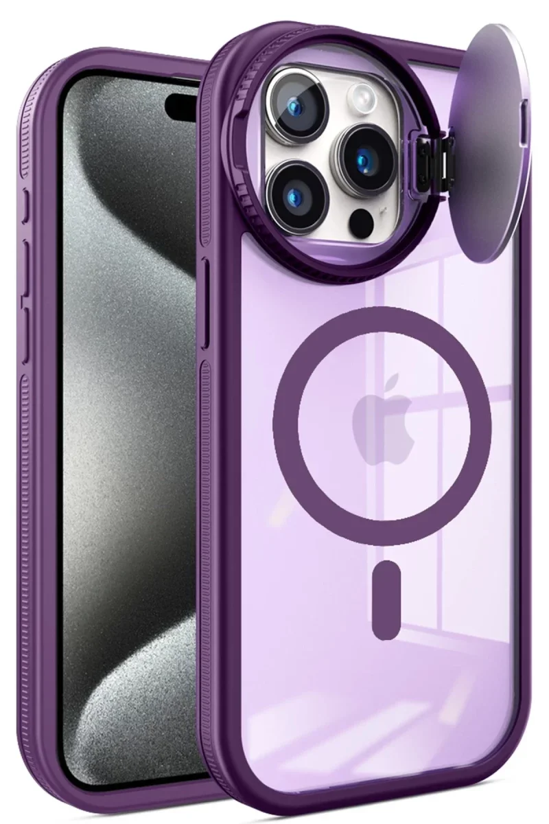 Apple iPhone 14 Pro Max Kılıf Teleskop Lens Magsafe Silikon Kapak - Derin Mor görsel 2
