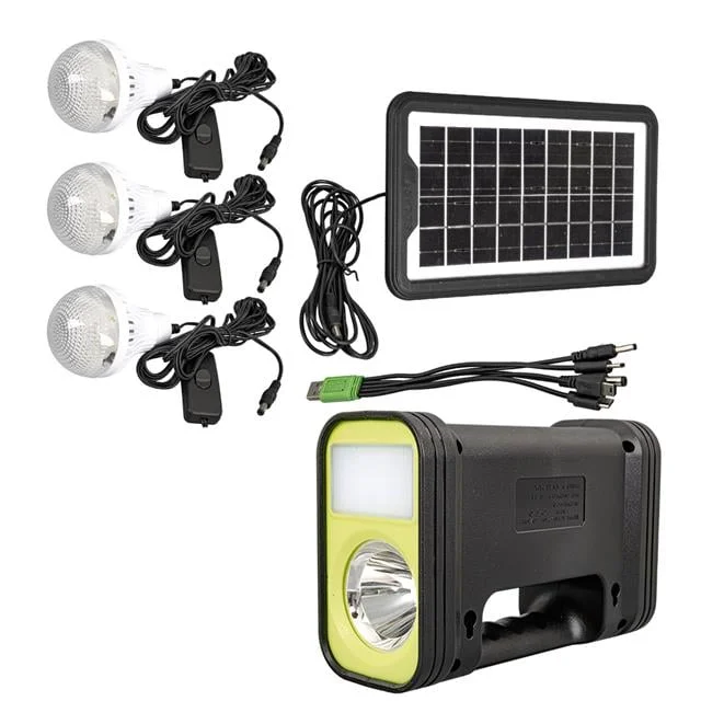 GD-12 Akülü Solar Panelli 3 Ampullü Solar Işıldak Fener görsel 3
