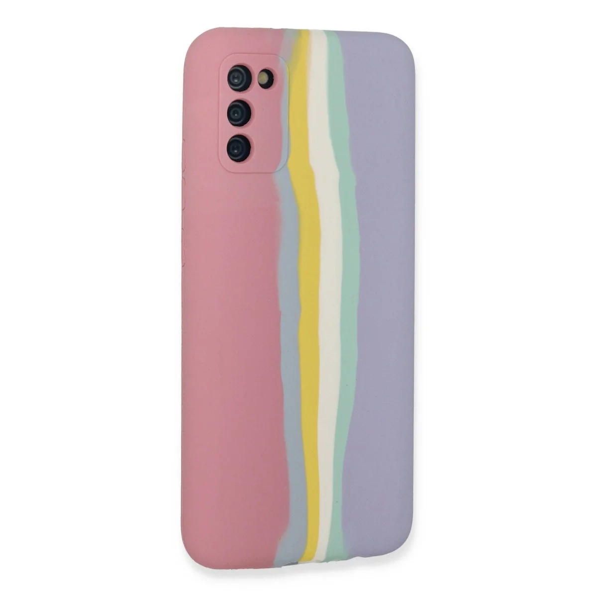 Samsung Galaxy A03s Kılıf Ebruli Lansman Silikon - Pembe-lila görsel 3