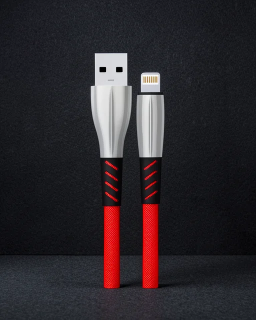S89 Metal Uçlu Lightning Kablo İphone Uyumlu 1m 2.4a - Kırmızı