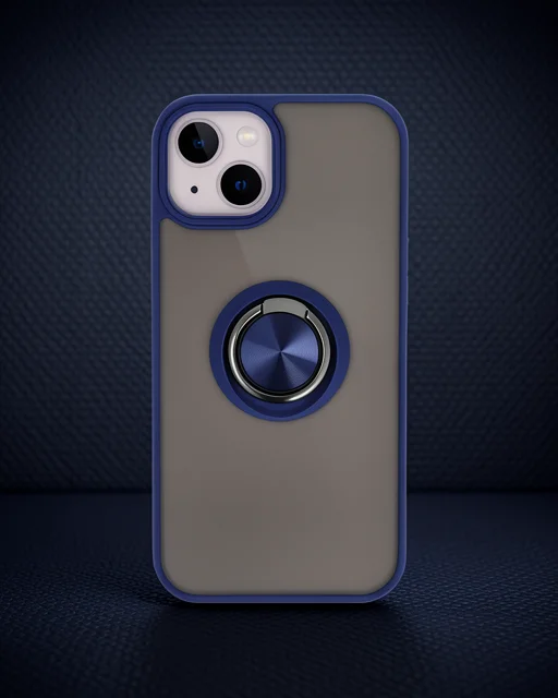 Apple İphone 15 Kılıf Montreal Yüzüklü Silikon Kapak - Lacivert