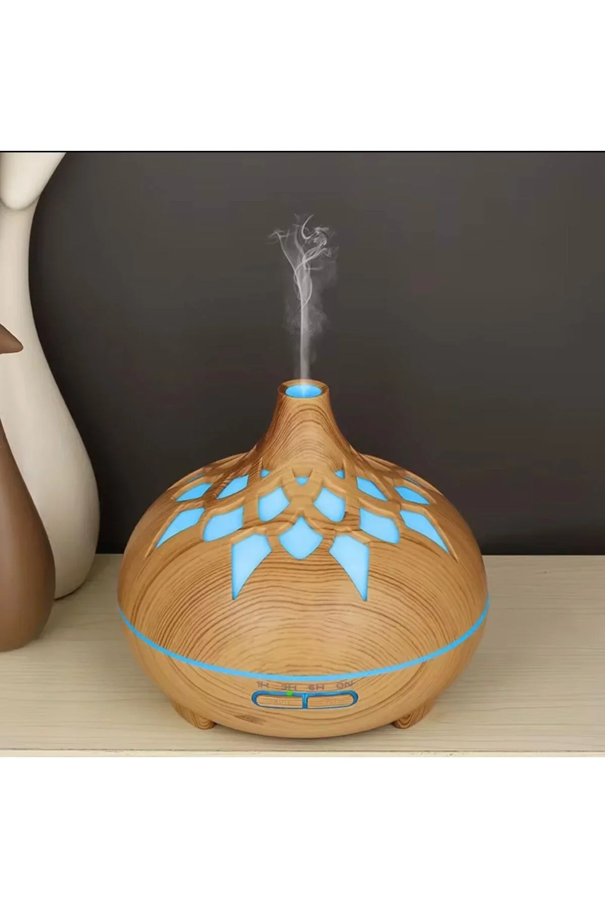 Aroma Difüzör Gece Işığı 7 Led DESENLİ Nemlendirici Kumandalı Buhar Makinesi 550 ml görsel 4