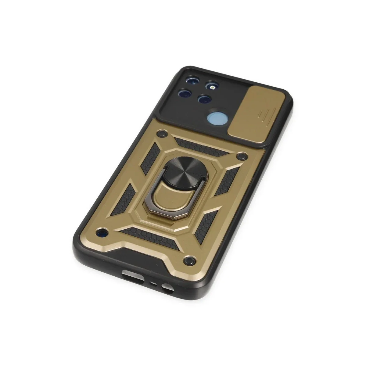 Realme C25Y Kılıf Pars Lens Yüzüklü Silikon - Gold görsel 5