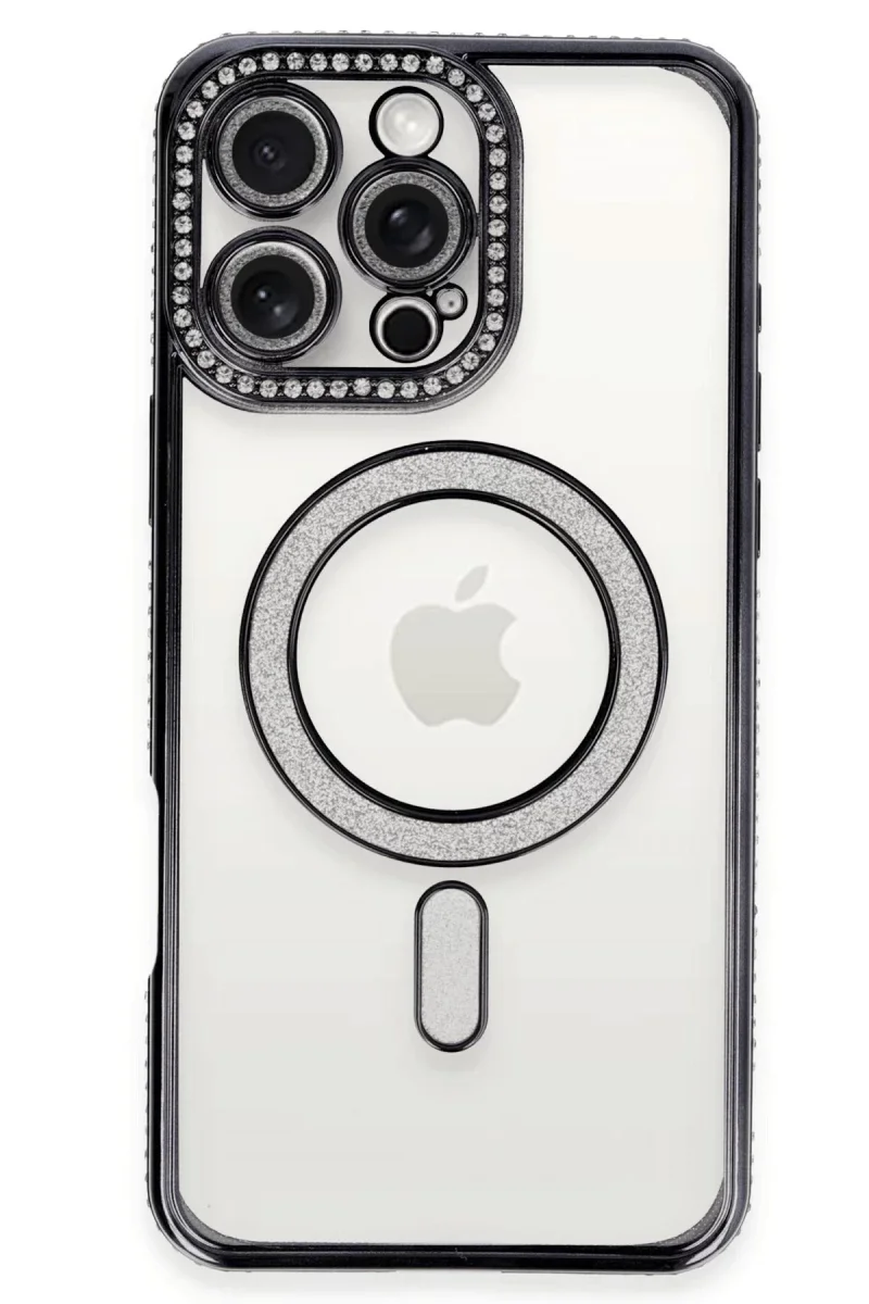 Apple iPhone 16 Pro Kılıf Joke Simli Magneticsafe Kılıf - Siyah görsel 2