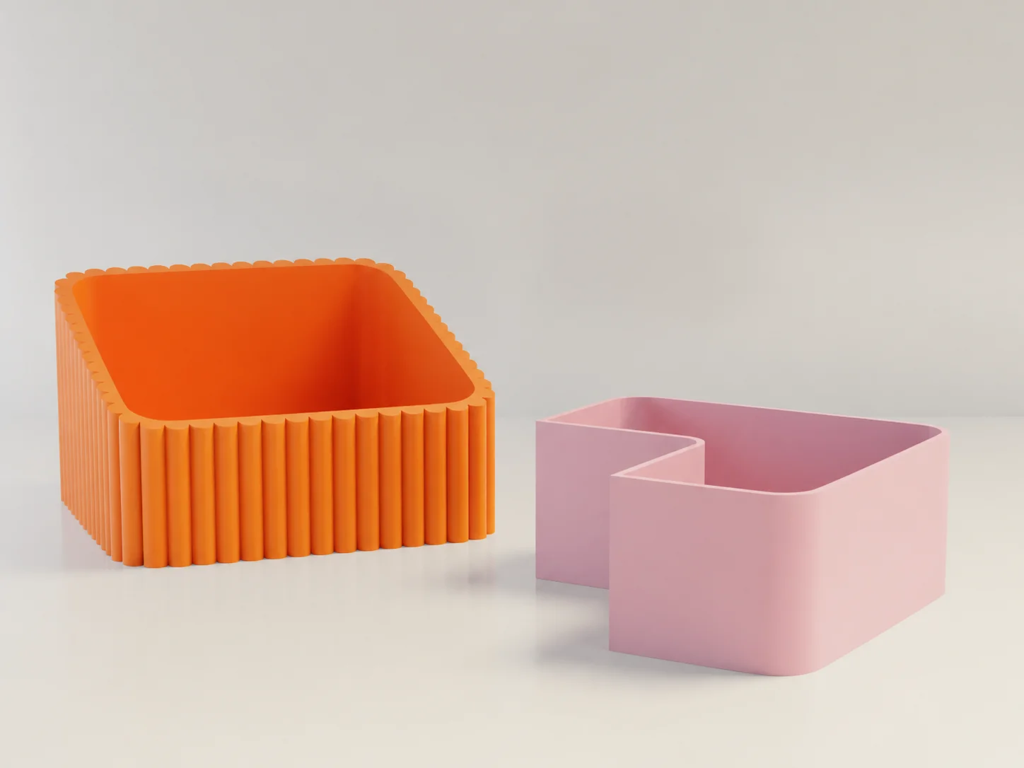 3D Baskı Fıstık Kasesi - Çift Hazneli Kabuk Ayırıcı Sunum Kasesi - Turuncu Pembe görsel 2