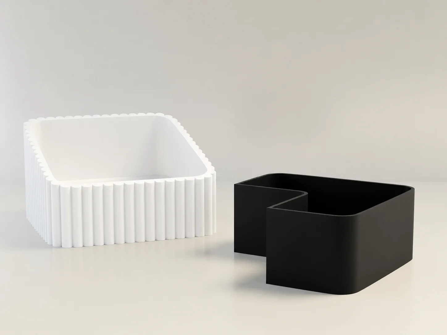 3D Baskı Fıstık Kasesi - Çift Hazneli Kabuk Ayırıcı Sunum Kasesi - Beyaz Siyah görsel 2