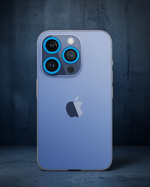 Apple İphone 13 Pro Max Neon Fosforlu Kamera Lens - Mavi