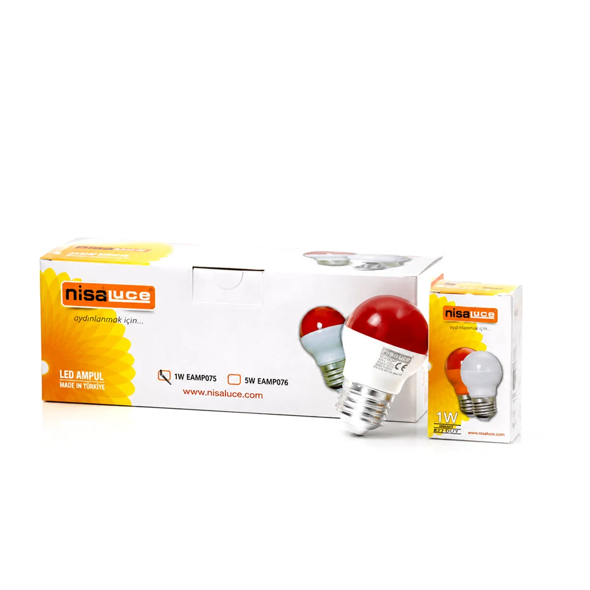 10 Adet 1W E27 Kırmızı Yuvarlak Gece Lambası Led Ampul EAMP-075 görsel 2
