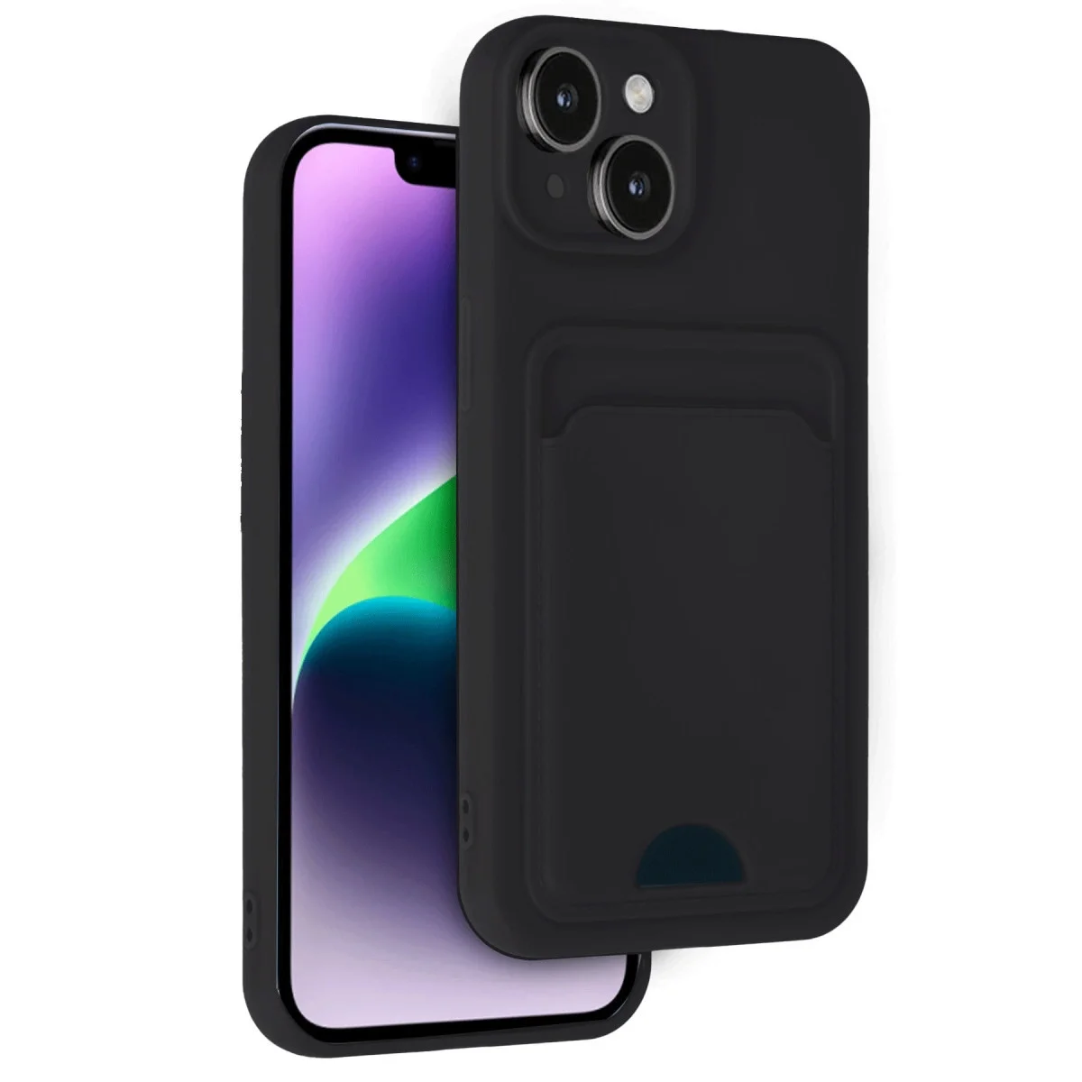 Apple İphone 14 Kılıf Kelvin Kartvizitli Silikon - Siyah