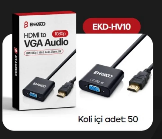 Enkado EKD-HV10 HD to VGA Aktif Çevirici Adaptör 3.5mm Ses Çıkışlı Full HD