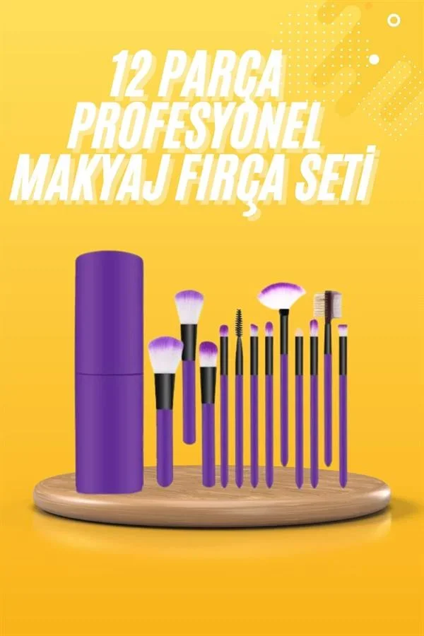 12 Parça Makyaj Fırçası Yumuşak Kıllı Profesyonel Fırça Seti Yüksek Kaliteli Pürüzsüz görsel 2