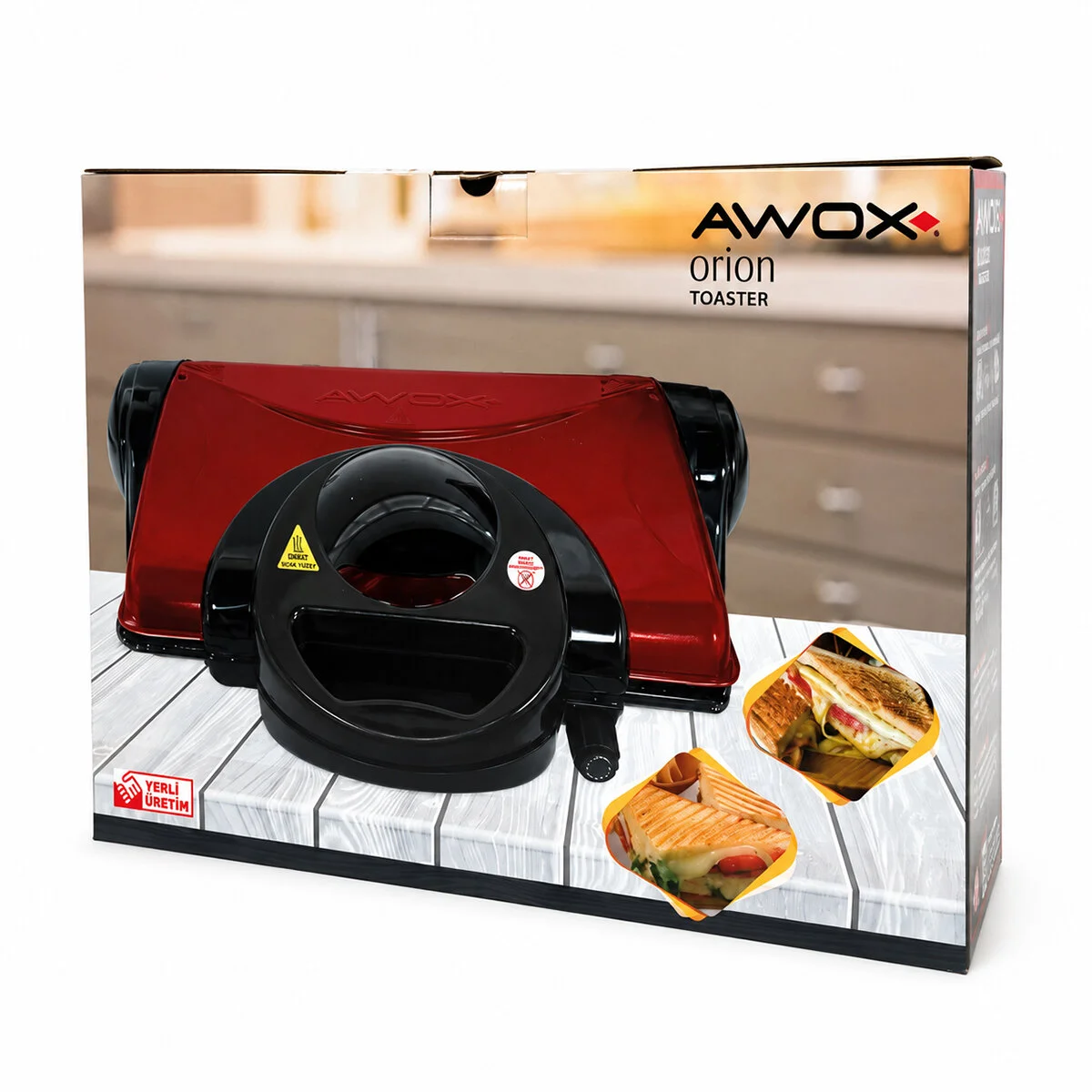 Awox Orion Kırmızı 8 Dilim Elektrikli Teflon Tost Makinesi - 180° Izgara 6 Kademe Isı Ayarı 1800W görsel 3