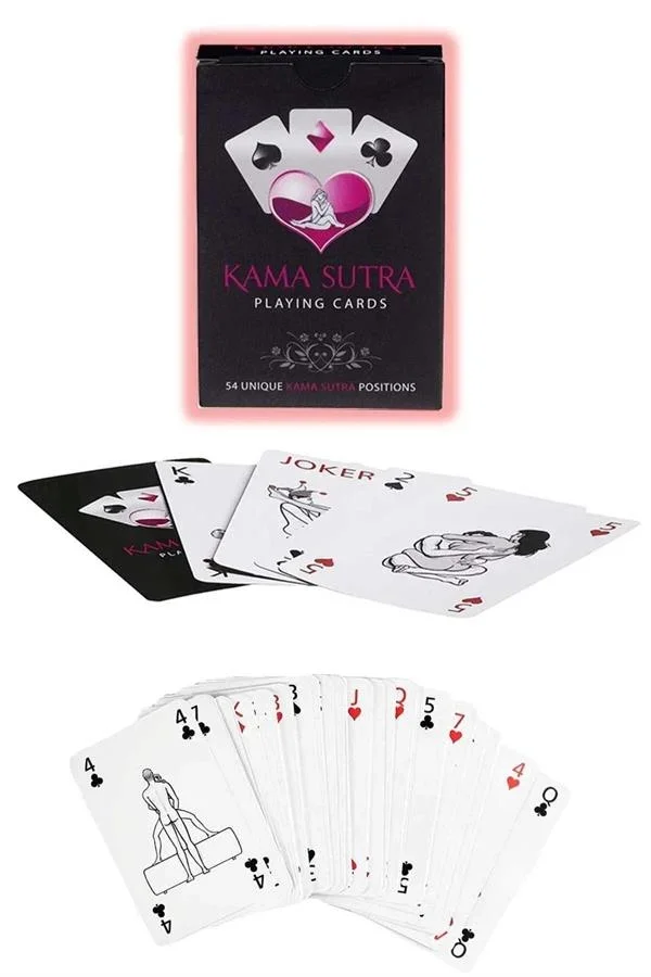 Görselli Oyun Kartı Kama Sutra 7'li Kırmızı Siyah Harness Set görsel 2