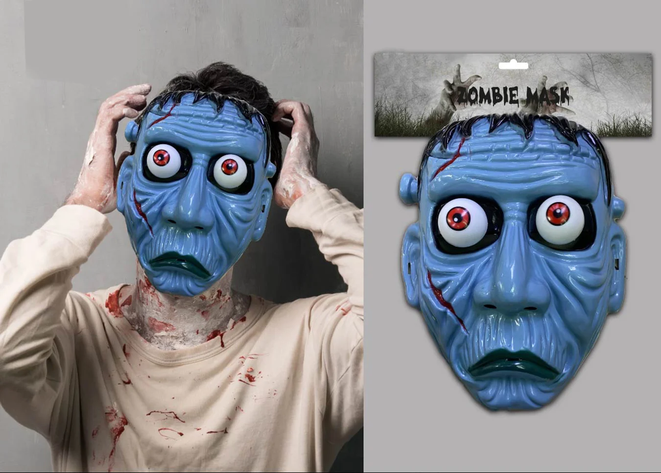Frankenstein Temalı Sallanan Oynar Gözlü Maske görsel 3