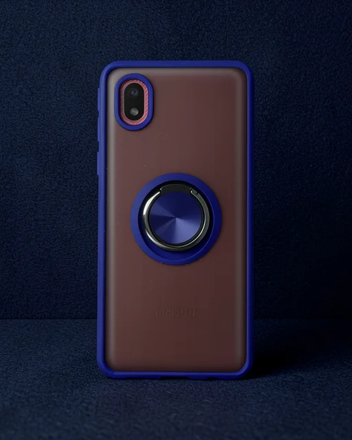 Samsung Galaxy A01 Core Kılıf Montreal Yüzüklü Silikon Kapak - Lacivert