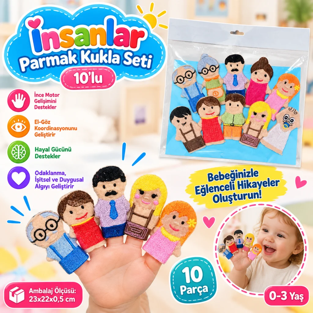 AND-5087 T İnsanlar Parmak Kukla Seti 10'lu