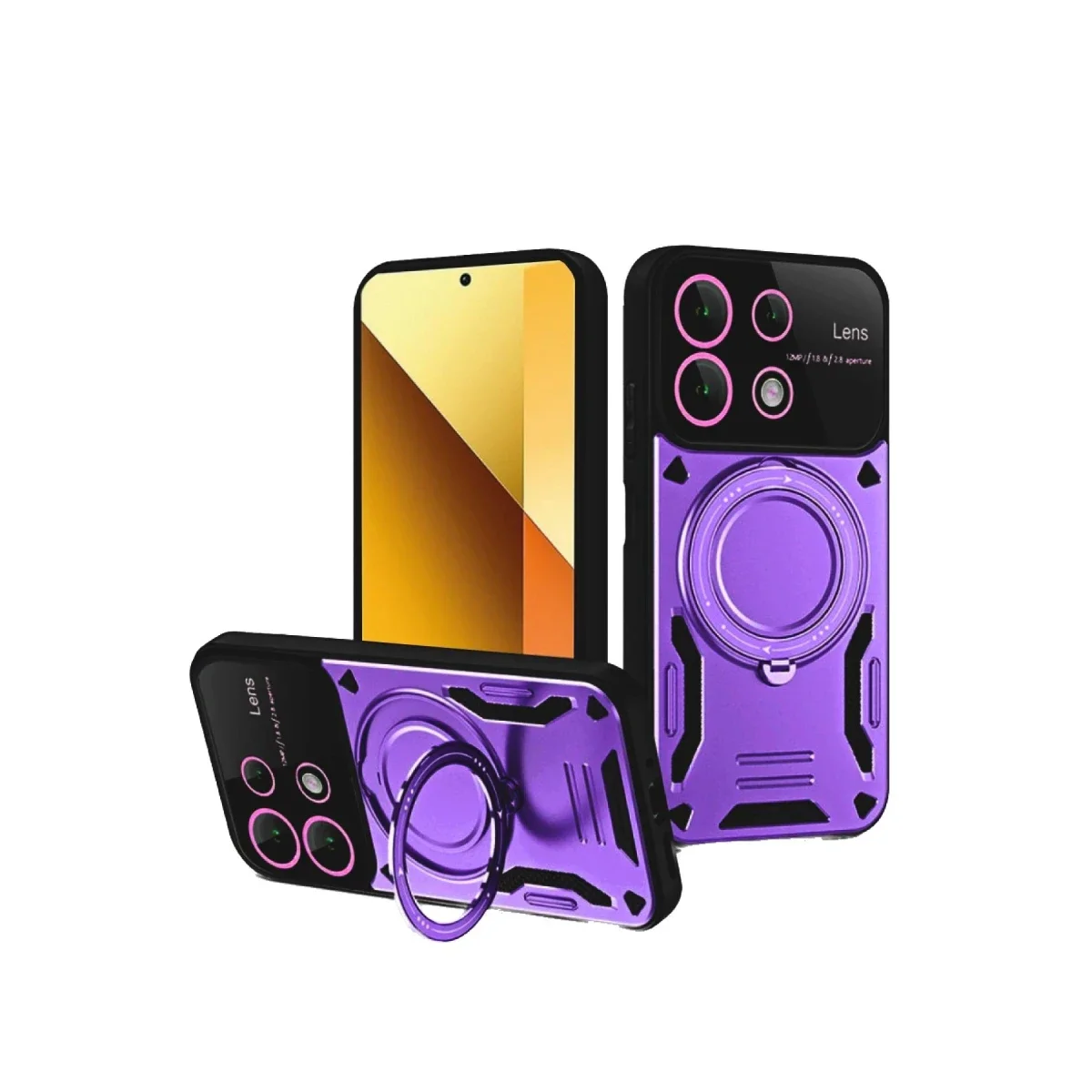 Xiaomi Redmi Note 13 4G Kılıf Joy Lens Standlı Kapak - Mor