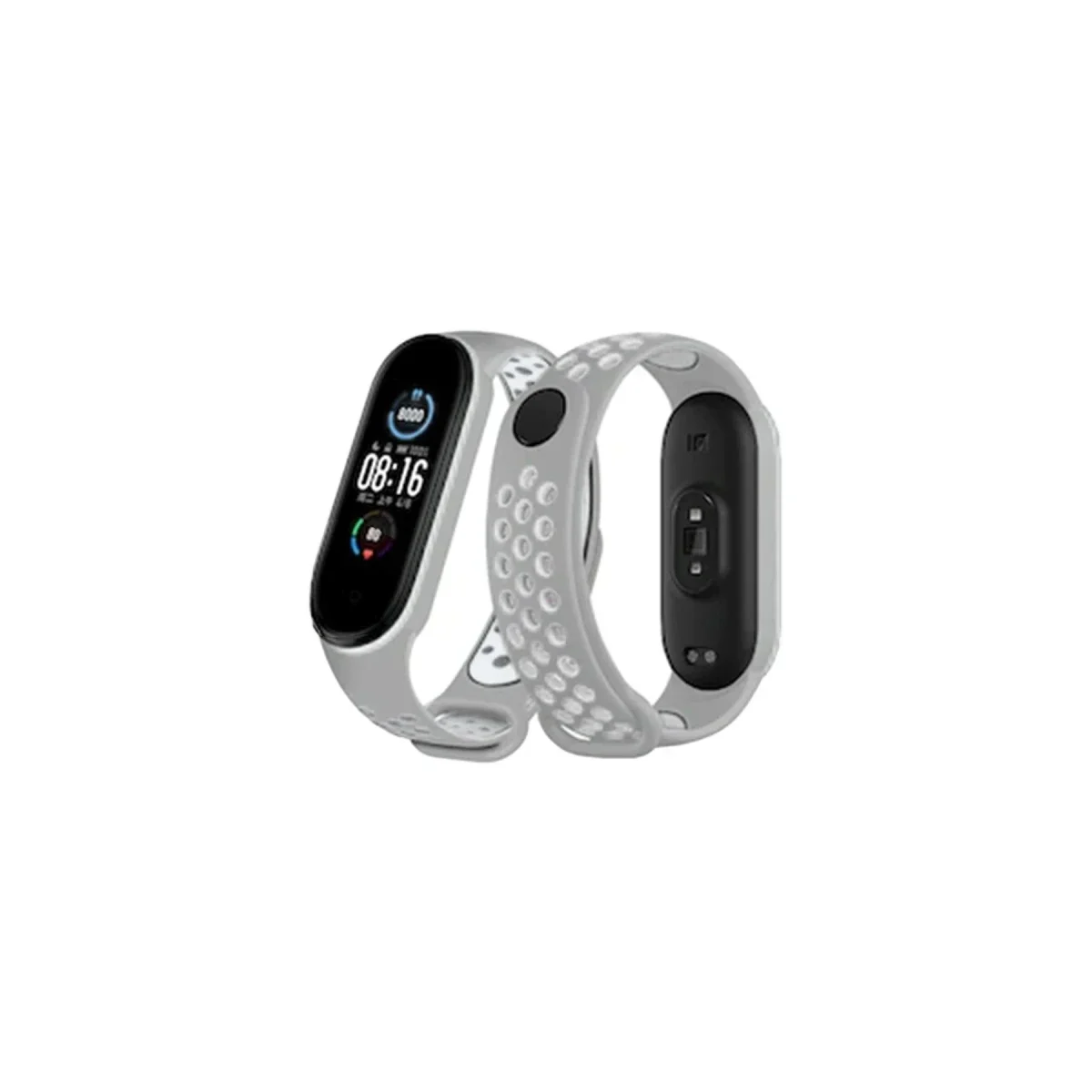 Xiaomi Mi Band 6 Spor Delikli Kordon - Gri-Kırmızı