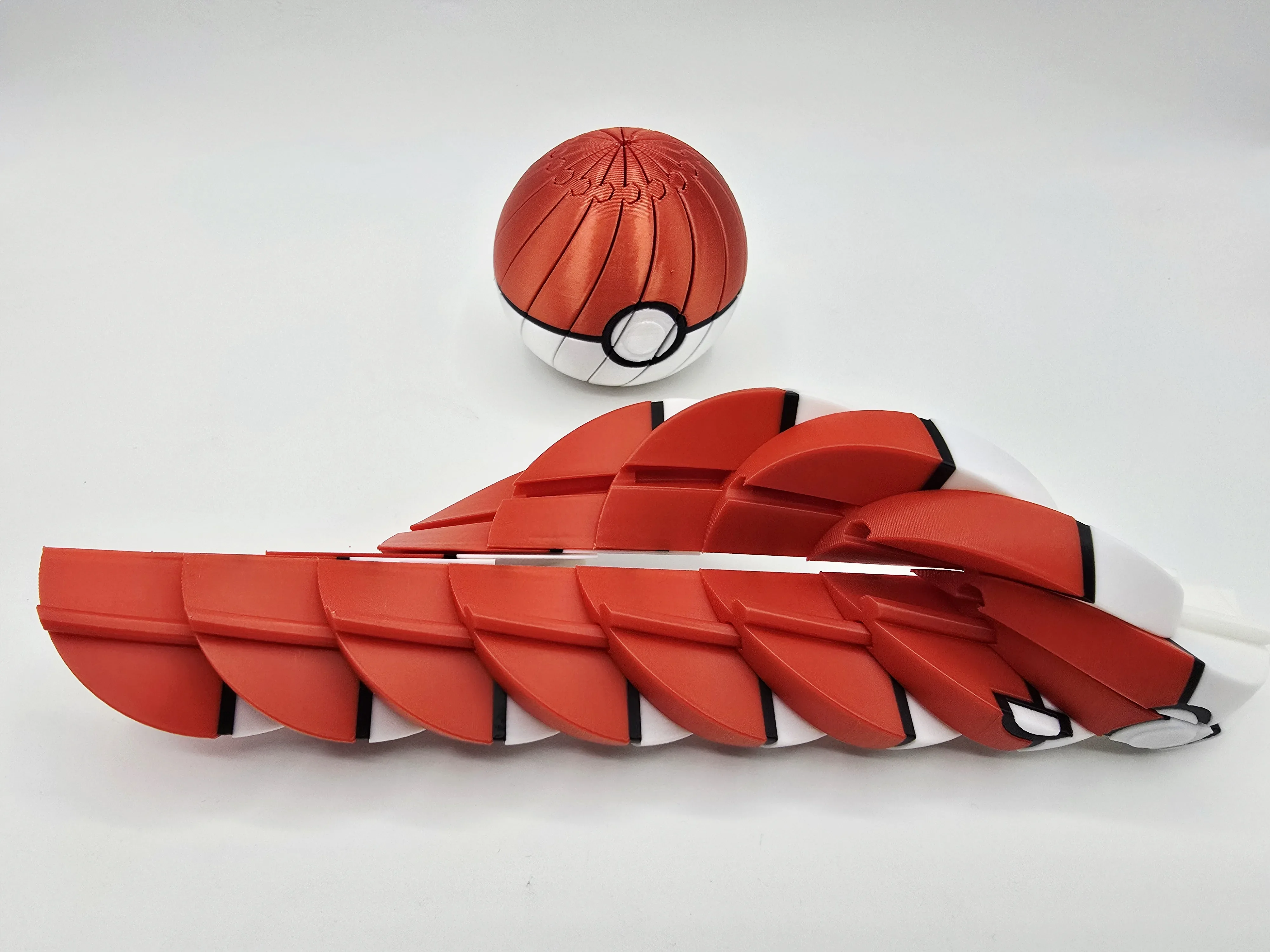3D Baskı Pokebal - Segmentli Pokeball Dekoratif Küre-Kırmızı görsel 2