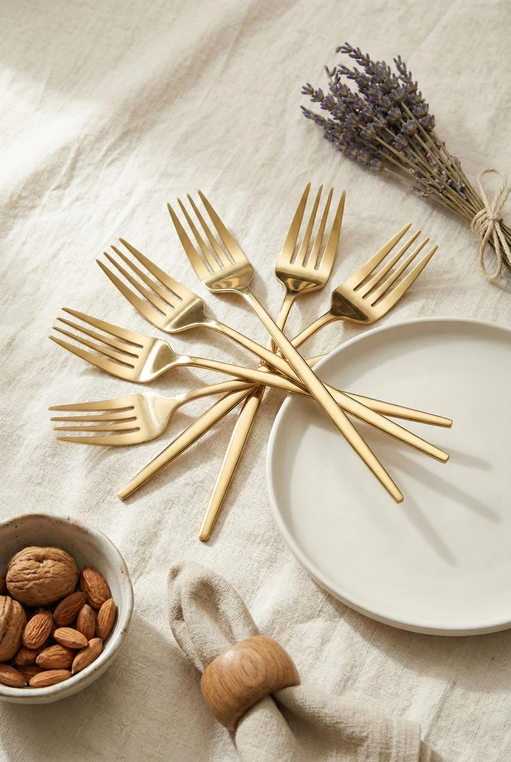 6'lı Lüks Gold Paslanmaz Çelik Yemek Çatalı Seti (21 cm) görsel 5