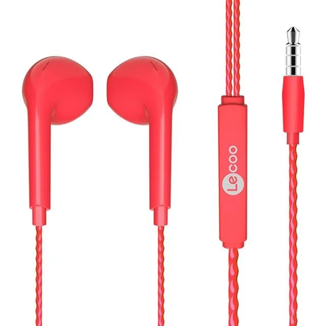 Lenovo Lecoo EH104R 3.5 Mm Jacklı Kablolu Kulak İçi krofonlu Kulaklık Kırmızı görsel 2