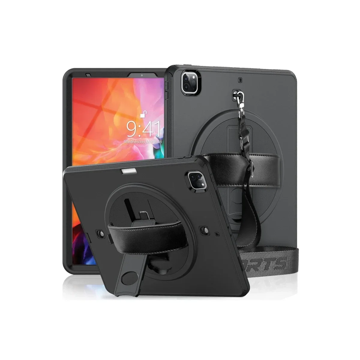 Apple iPad Pro 12.9 (2021) Kılıf Strap-C Otterbox Tablet Kapak - Siyah