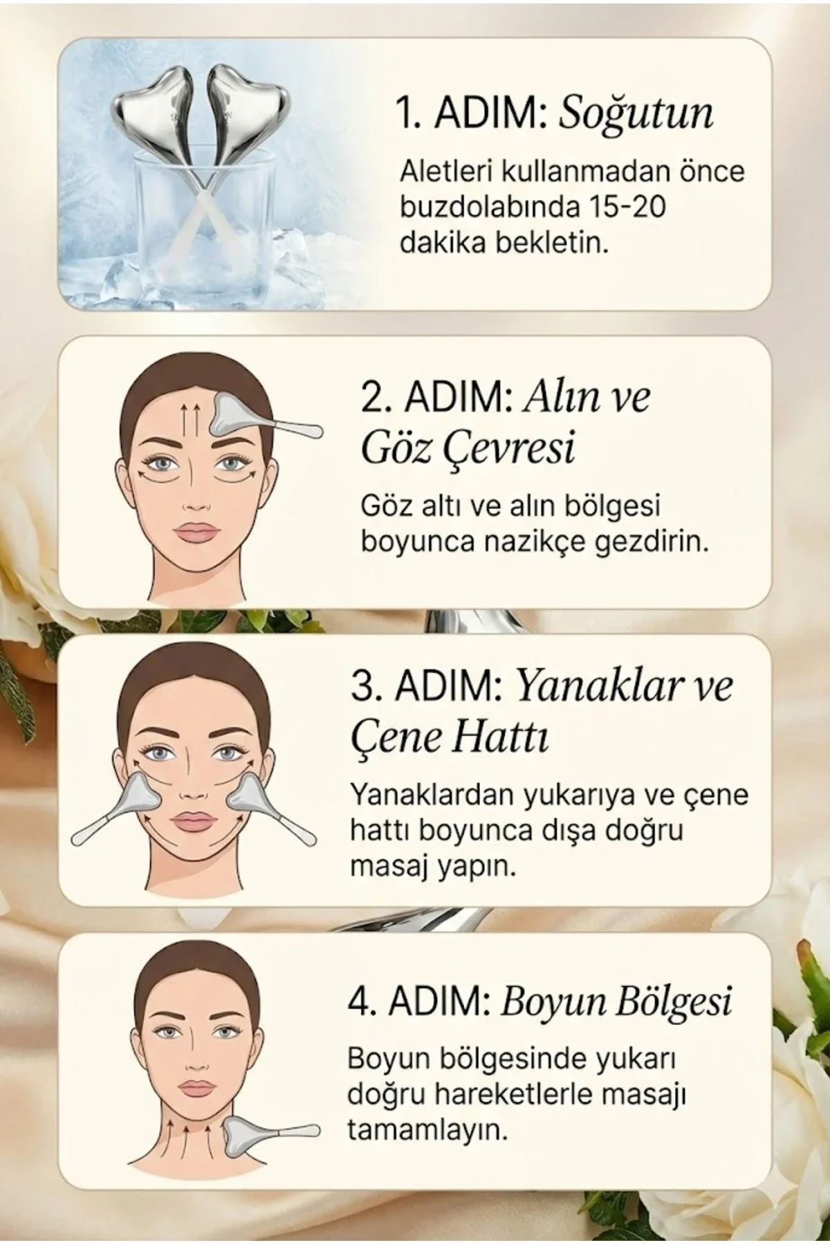Kalp Şeklinde Soğuk Yüz Masaj Aleti - Cilt Sıkılaştırıcı ve Şişkinlik Giderici Cryo Sticks görsel 2