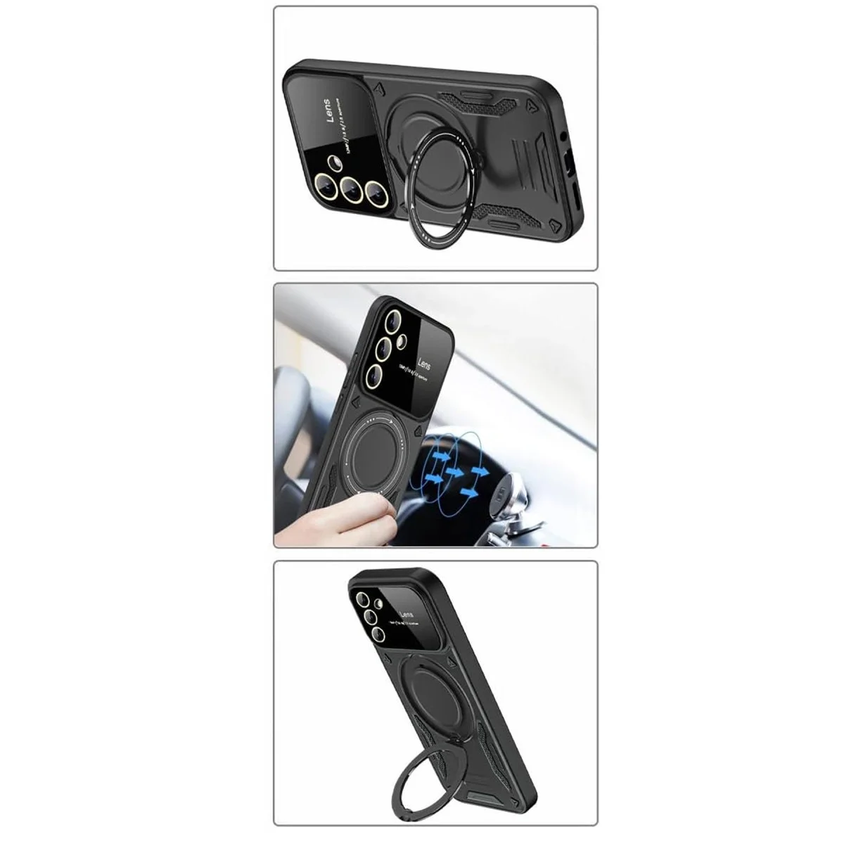 Samsung Galaxy S24 Fe Kılıf Joy Lens Standlı Kapak - Mor görsel 2