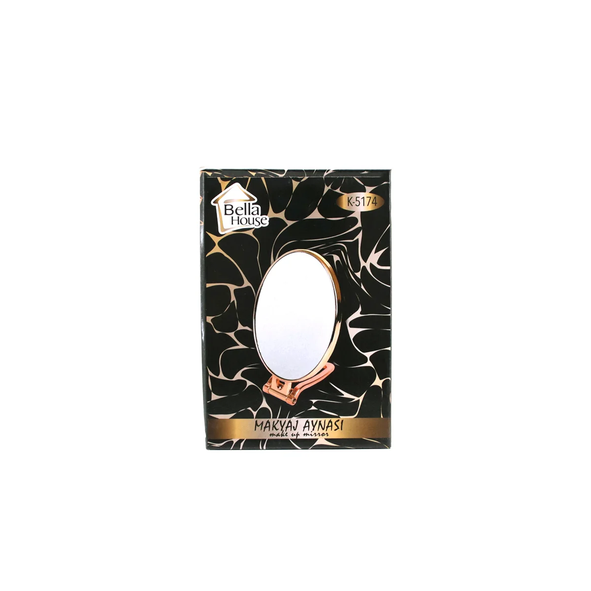 Oval Çift Taraflı Makyaj Aynası 16.5x13 cm Katlanır Ayaklı Bakır görsel 4