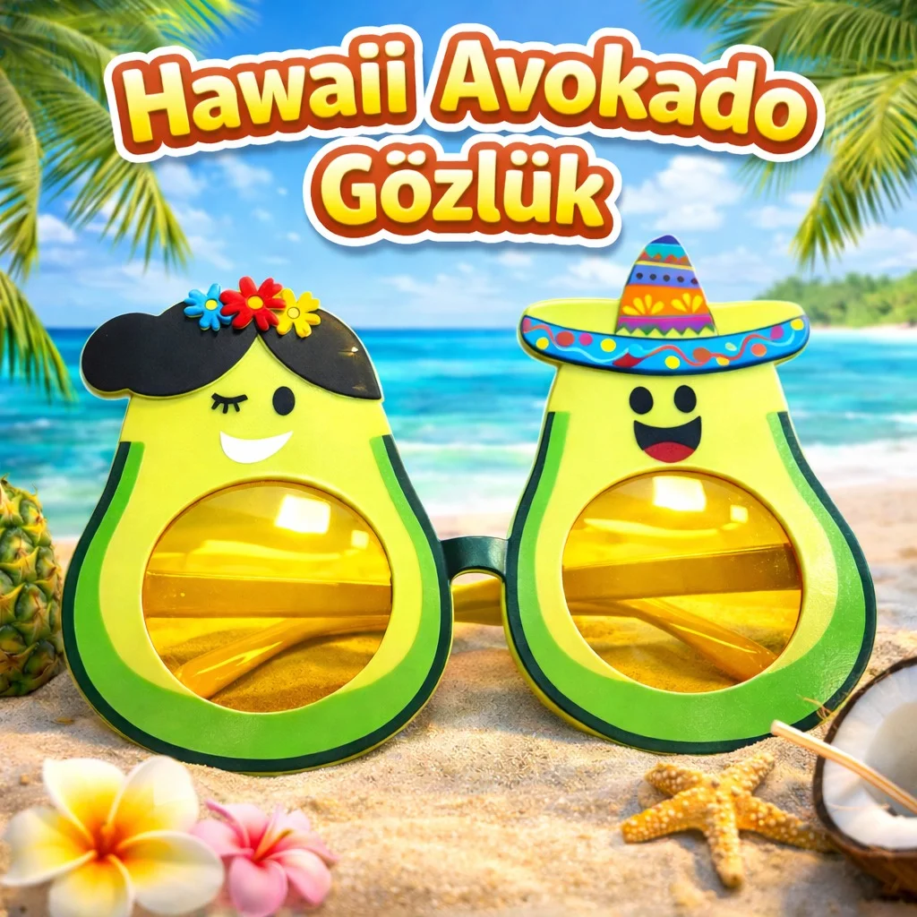 Hawaii Temalı Avokado Gözlük – Kostüm Parti Gözlüğü