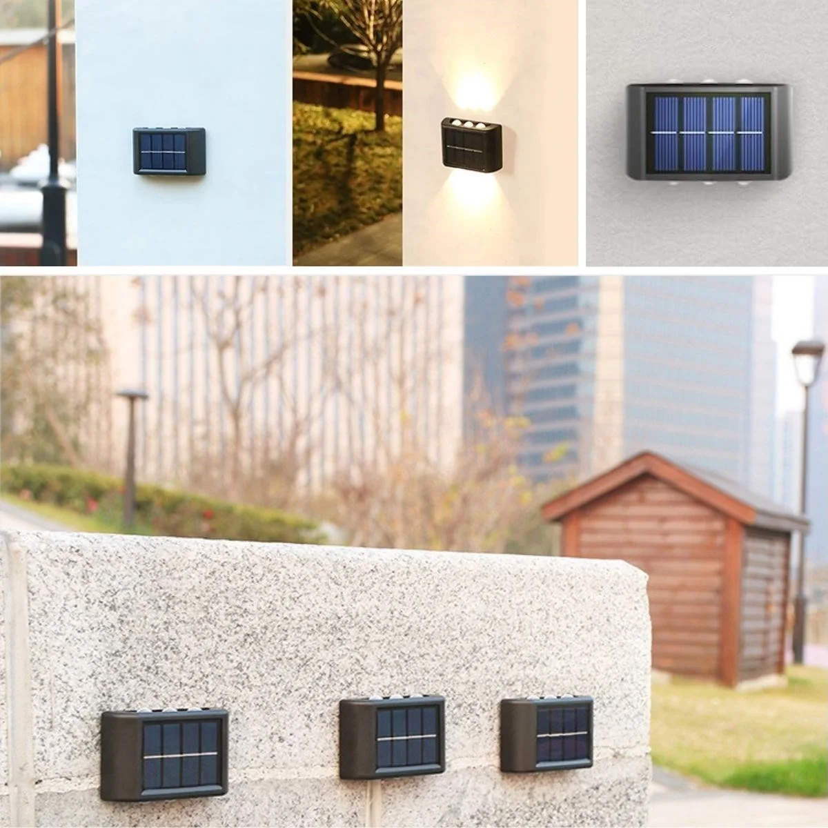 6 Ledli Solar Güneş Enerjili Aplik Led, Dekoratif Duvar Monteli Gün Işığı Led görsel 4