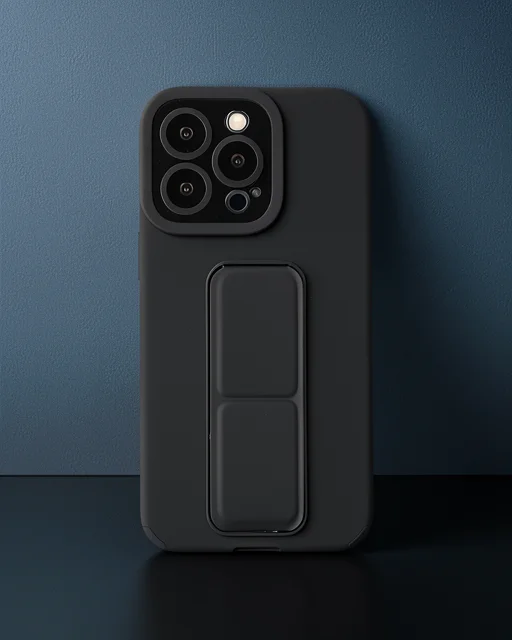 Apple İphone 13 Pro Kılıf Mega Standlı Silikon - Siyah