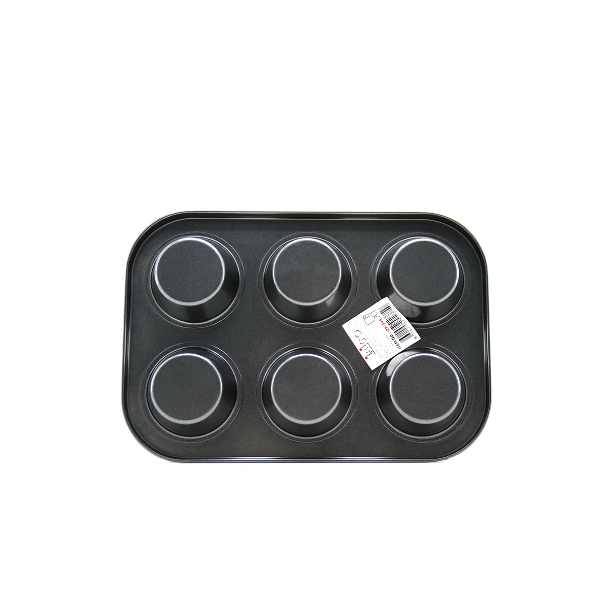 6 Gözlü Siyah Metal Muffin Kalıbı görsel 3