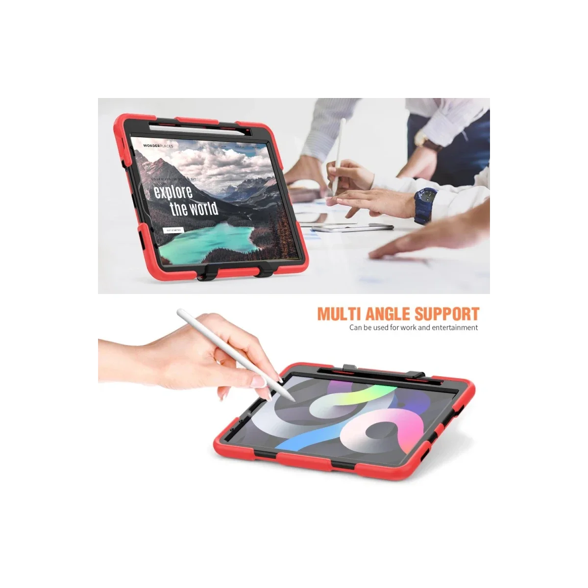 Apple iPad Pro 11 (2020) Kılıf Griffin Tablet Kapak - Kırmızı görsel 6