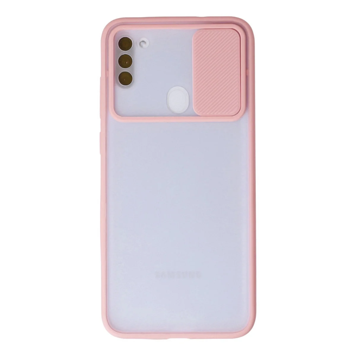 Samsung Galaxy A11 Kılıf Palm Buzlu Kamera Sürgülü Silikon - Pembe görsel 4