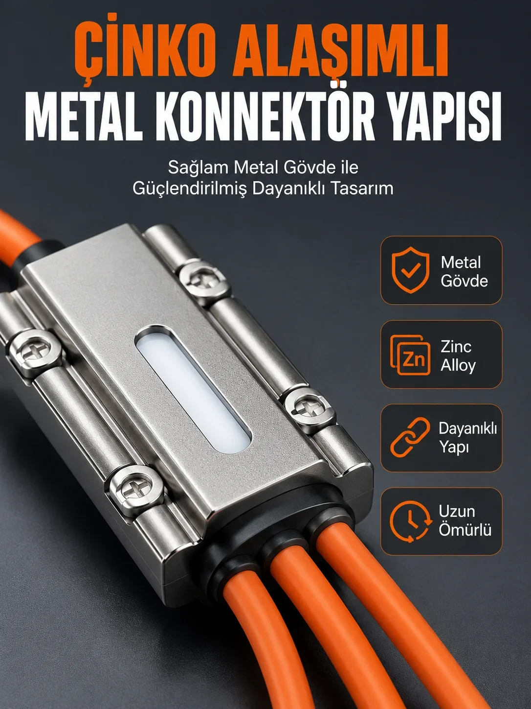 USB Type-C, Lightning ve cro USB Uyumlu 3'ü 1 Arada Hızlı Şarj Kablosu